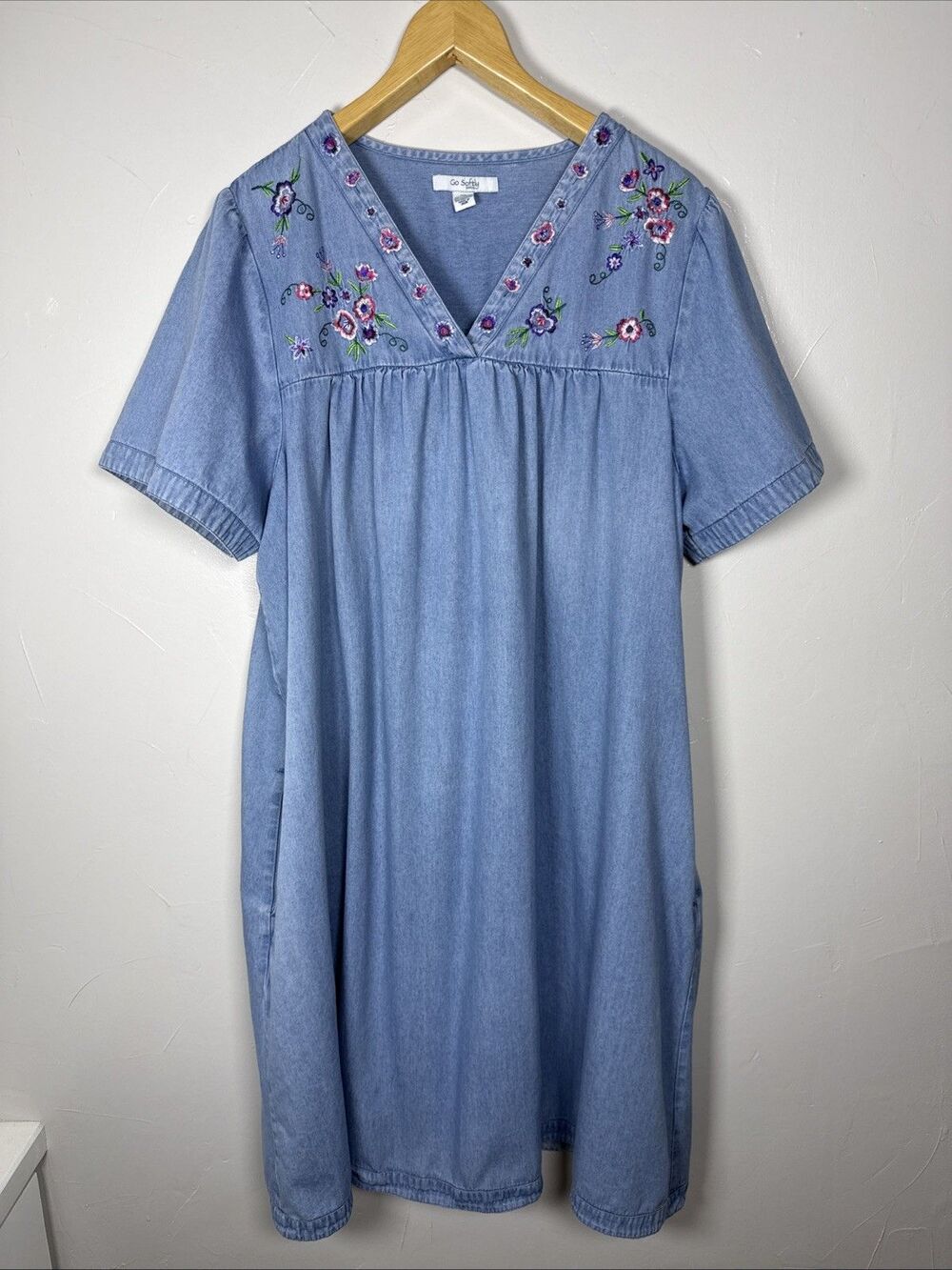 Go Softly Nightgown Sleep Dress Nap Day Garden Crochet Neckline Size XL Grandma - Picture 2 of 13